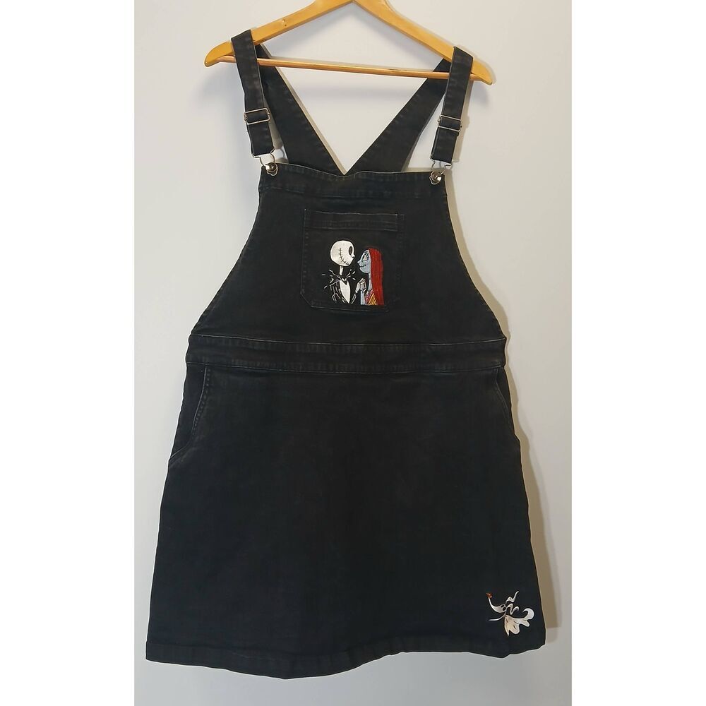 Disney's nightmare before Christmas womens xl denim overall black